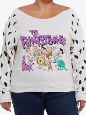 The Flintstones Characters Off-Shoulder Sweater Plus Size - 1X
